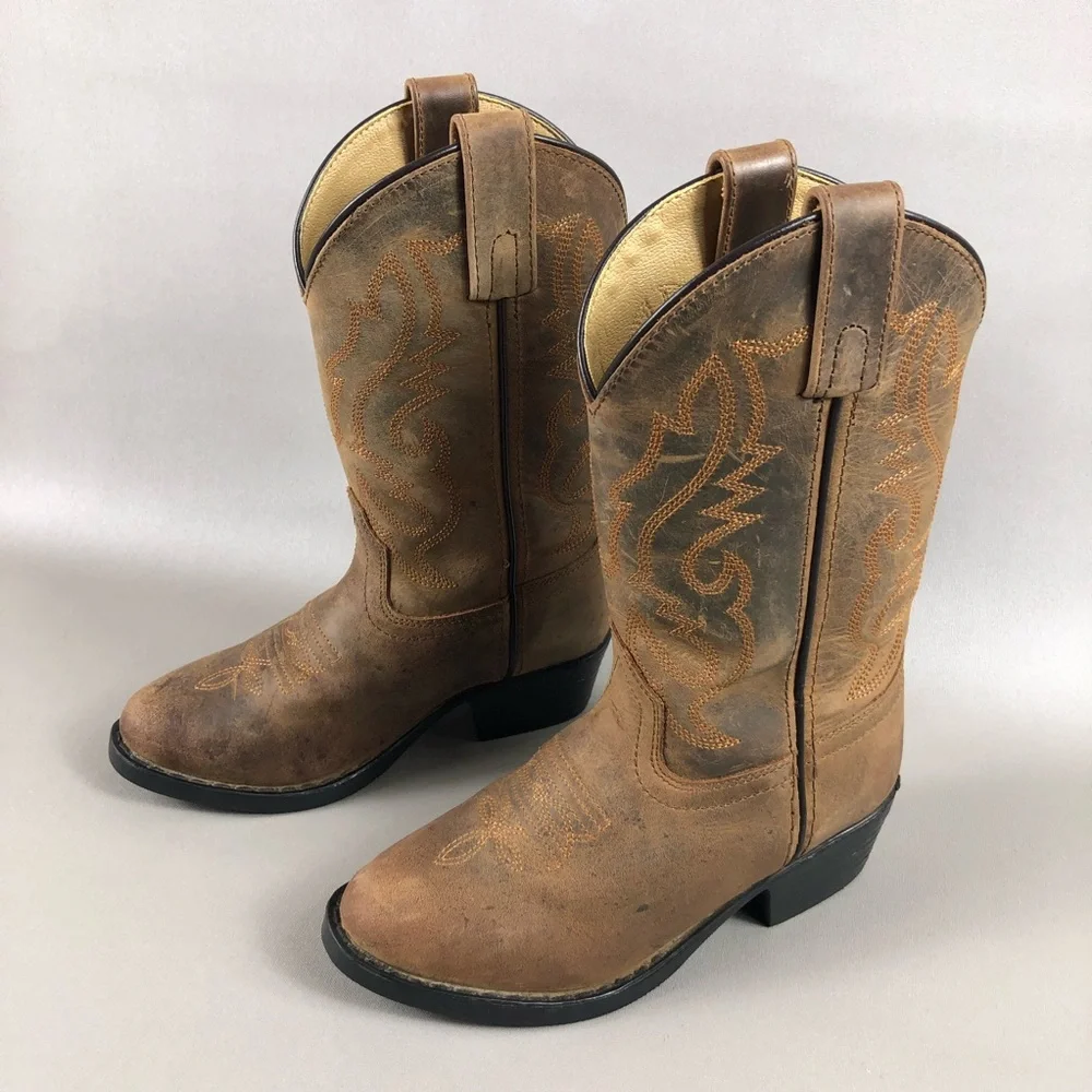 Kids Brown Western Pull-On Boots